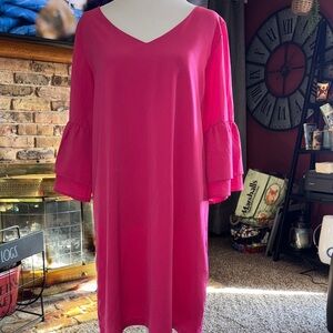 Elegant Pink Mini Dress with Flared Sleeves